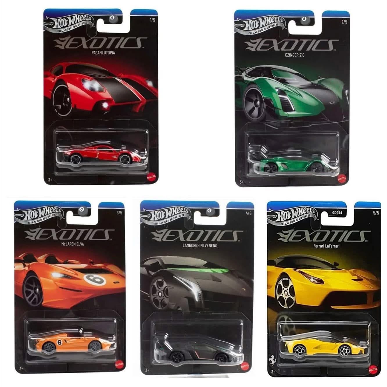 Hotwheels silver series exotics + 3 Random matchbox basics