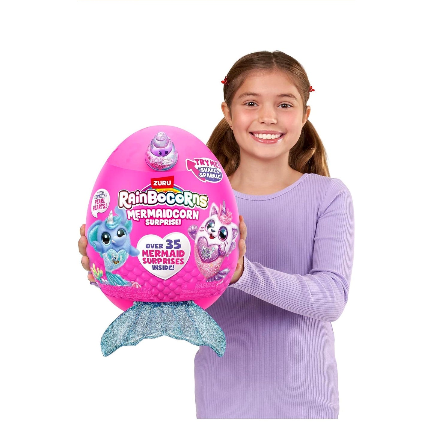 ZURU-Rainbocorns Mermaidcorn (Bunny) by ZURU, Collectible Plush, Mermaid Surprises, Cuddle Plush Stuffed Animal, Surprise Egg, Stickers, Magic Sands & Bubble Mixture, for Girls 3+ Up