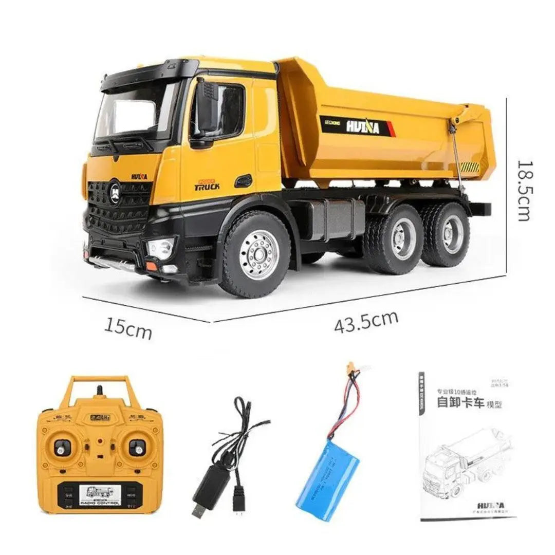 Huina 1582 1:14 All-Metal RC Dump Truck Heavy Duty Remote Control Construction Truck