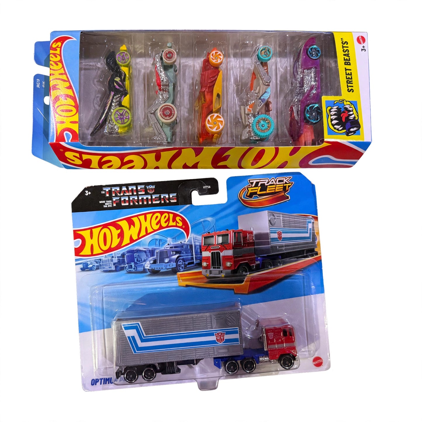 Hotwheels Optimus prime track fleet + Hotwheels 5 pack random fantasies combo