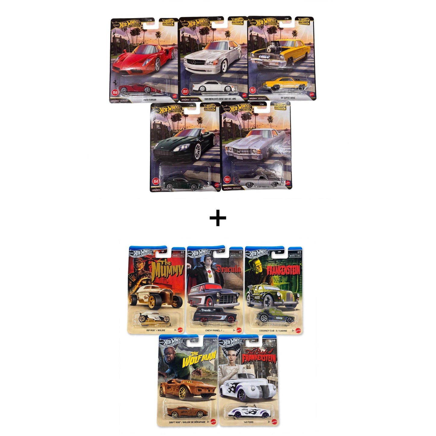 Hotwheels boulevard series + Hot Wheels Silver Series 2026 : Universal Monster Set of 5