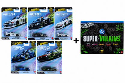 Hot Wheels Premium Car culture Aero Styles set of 5 with super villains or Japanese edition
