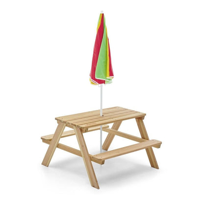 Plum Rectangular Picnic Table With Parasol (Natural)