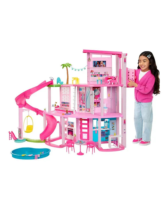 Barbie Dreamhouse Pool Party Doll House with 75+ Pieces and 3-Story Slide