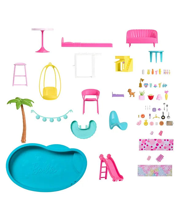 Barbie Dreamhouse Pool Party Doll House with 75+ Pieces and 3-Story Slide