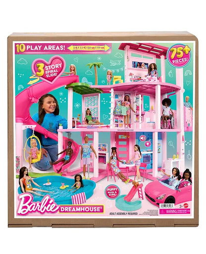 Barbie Dreamhouse Pool Party Doll House with 75+ Pieces and 3-Story Slide