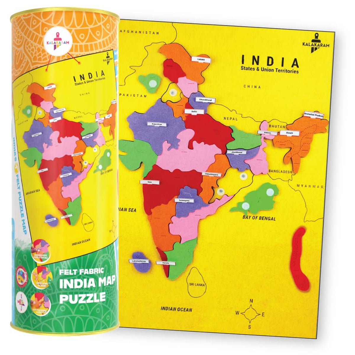 India Map Felt Fabric Puzzle