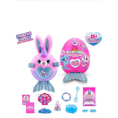 ZURU-Rainbocorns Mermaidcorn (Bunny) by ZURU, Collectible Plush, Mermaid Surprises, Cuddle Plush Stuffed Animal, Surprise Egg, Stickers, Magic Sands & Bubble Mixture, for Girls 3+ Up