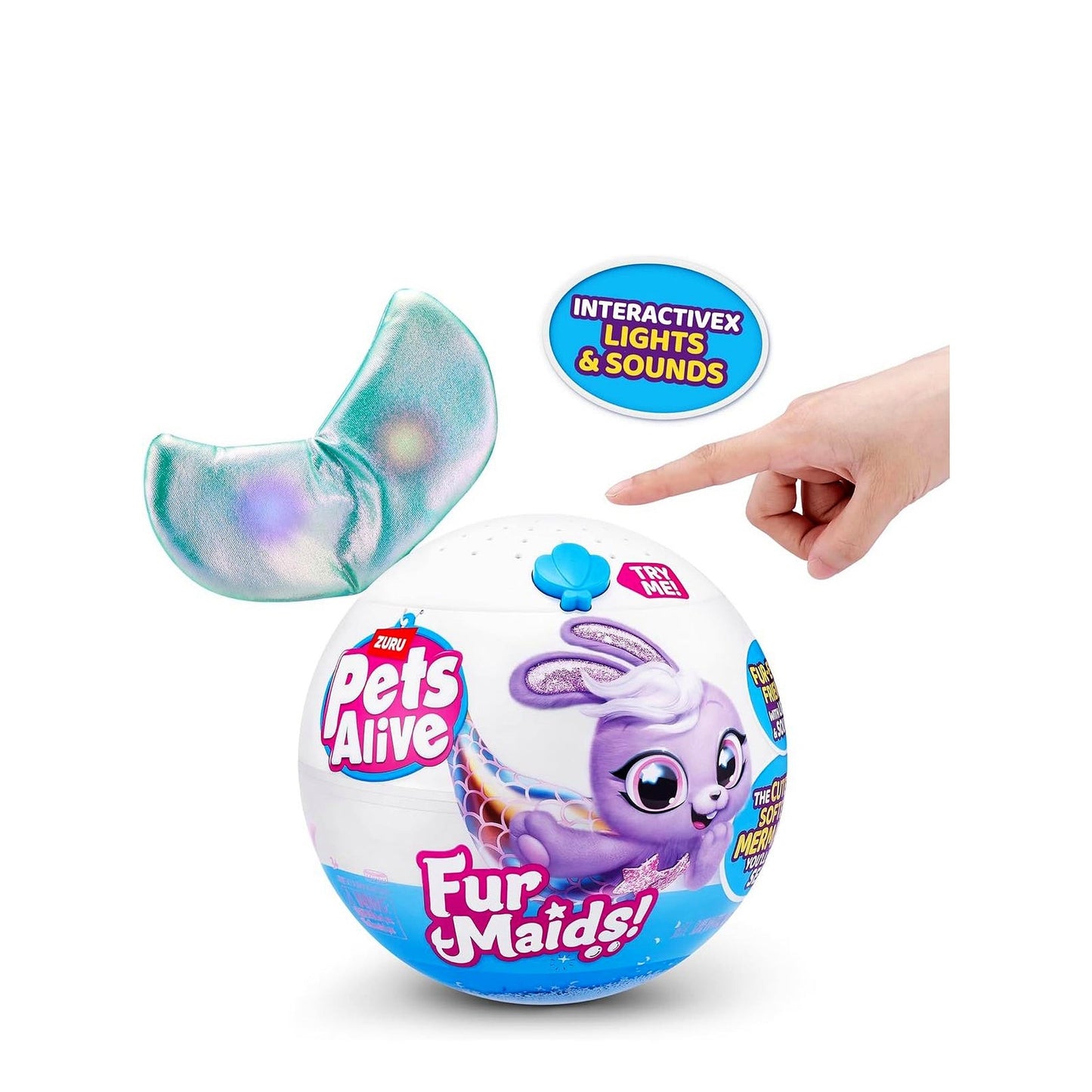 ZURU-Pets Alive Furmaids Plush Mermaid Interactive with Lights and Sounds for Girls