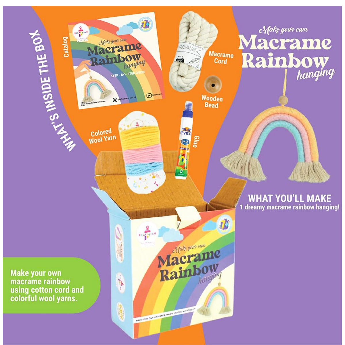 DIY Macrame Rainbow Craft Box