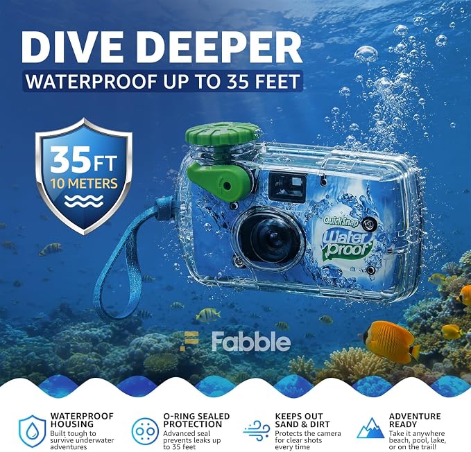 Fujifilm Quick Snap Waterproof 35mm Single Use Camera | Floating Foam Strap