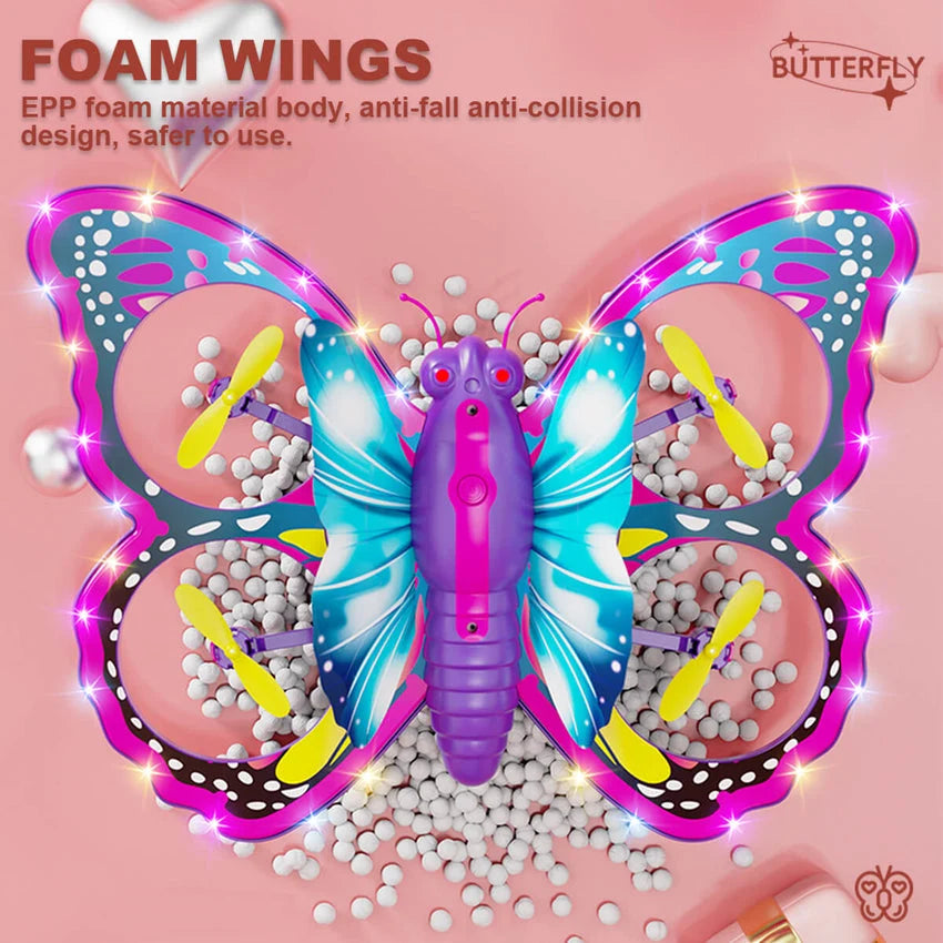 Mini Drone for Adults, Remote Control Butterfly Drone with LED Lights, RC Quadcopter with 3D Flips, Headless Mode, Altitude Hold, 3 Batteries, Small Flying Toys Drones for Beginners