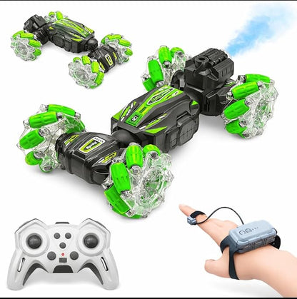 RC Stunt Car with Gesture Control, 360 Degree Spin, LED Mecanum Wheels, Mist Spray and Twister Body