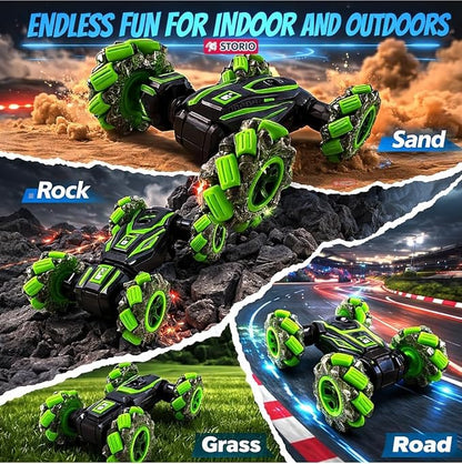 RC Stunt Car with Gesture Control, 360 Degree Spin, LED Mecanum Wheels, Mist Spray and Twister Body