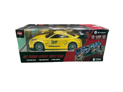 RC Turbo Spray Drift Car, Red, LED Lights, 2.4GHz Control, Real Mist Spray, Type-C Charging