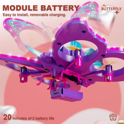 Mini Drone for Adults, Remote Control Butterfly Drone with LED Lights, RC Quadcopter with 3D Flips, Headless Mode, Altitude Hold, 3 Batteries, Small Flying Toys Drones for Beginners