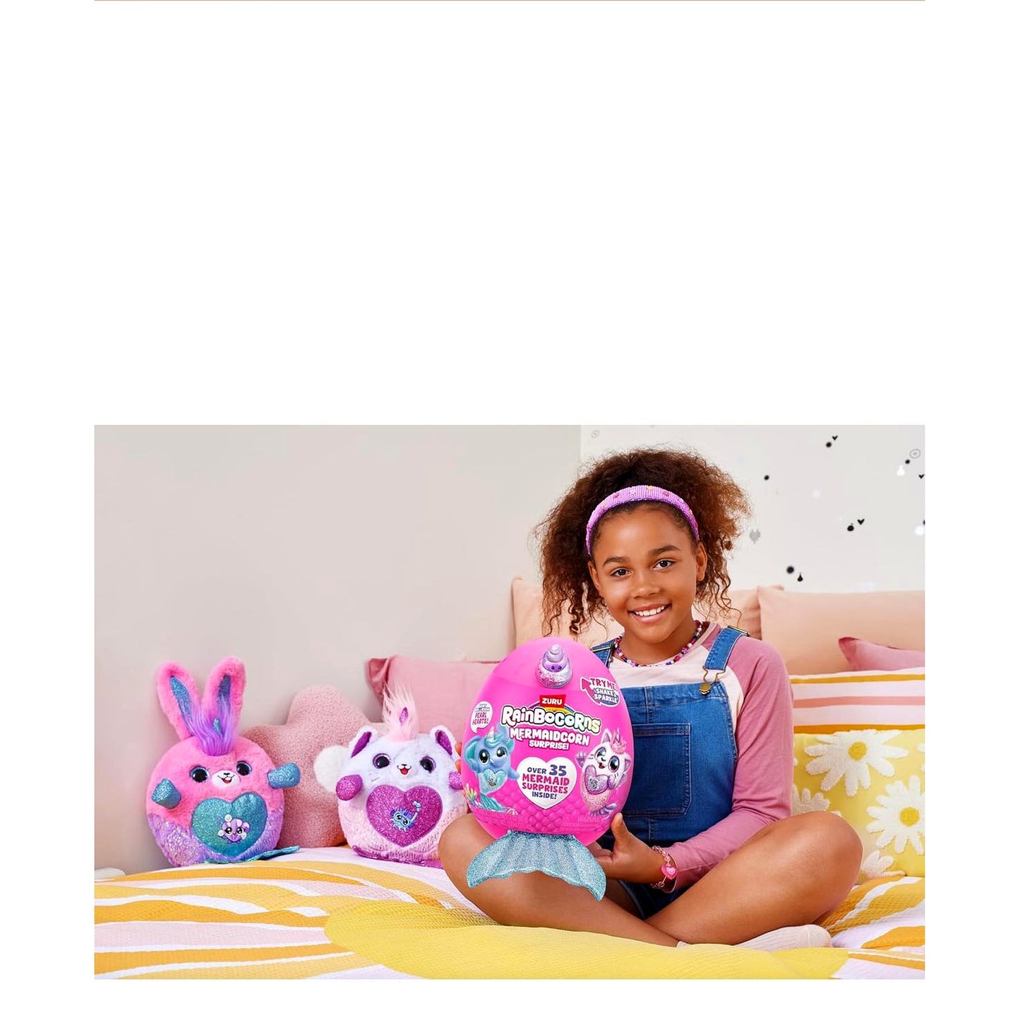 ZURU-Rainbocorns Mermaidcorn (Bunny) by ZURU, Collectible Plush, Mermaid Surprises, Cuddle Plush Stuffed Animal, Surprise Egg, Stickers, Magic Sands & Bubble Mixture, for Girls 3+ Up