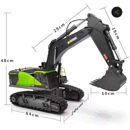 Huina 1593 RC Excavator 1/14 Scale – 2.4GHz Construction Truck with 360° Rotation & Metal Attachments