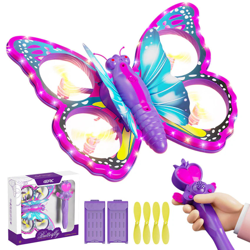 Mini Drone for Adults, Remote Control Butterfly Drone with LED Lights, RC Quadcopter with 3D Flips, Headless Mode, Altitude Hold, 3 Batteries, Small Flying Toys Drones for Beginners