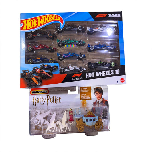 Matchbox Harry Potter carriage + HotWheels F1 10 pack combo