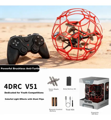4D-V51 Brushless Flying Soccer Ball Drone | Interactive Aerial Toy with Protective Cage & Auto-Recovery Mode