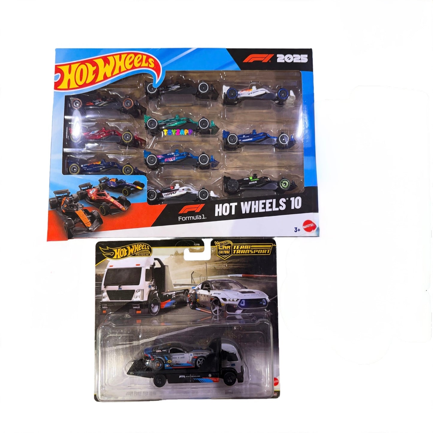 HotWheels team transport + HotWheels F1 10 pack combo