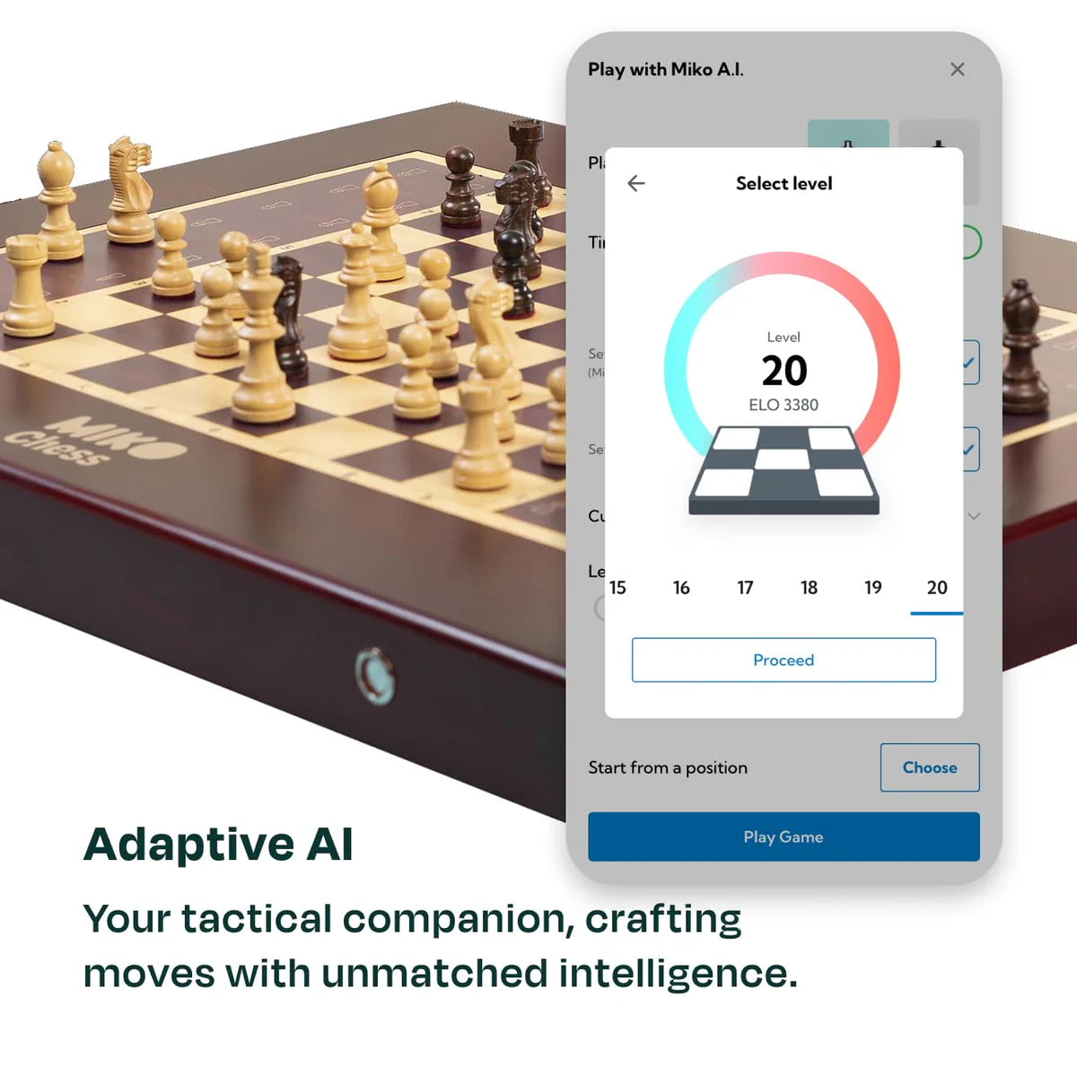 Miko Chess Grand: Your Ultimate AI Chess Companion, Fully Automated Gameplay for All Skill Levels, World's Smartest Electronic Chess Board