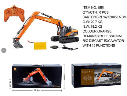 Huina 1551 fifteen Channels 1:14 Remote Control Alloy Long Arm Excavator