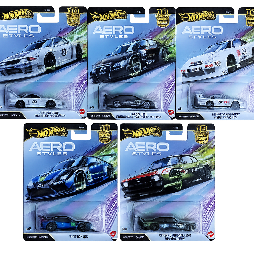 Hot Wheels Premium Car culture Aero Styles set of 5 with super villains or Japanese edition