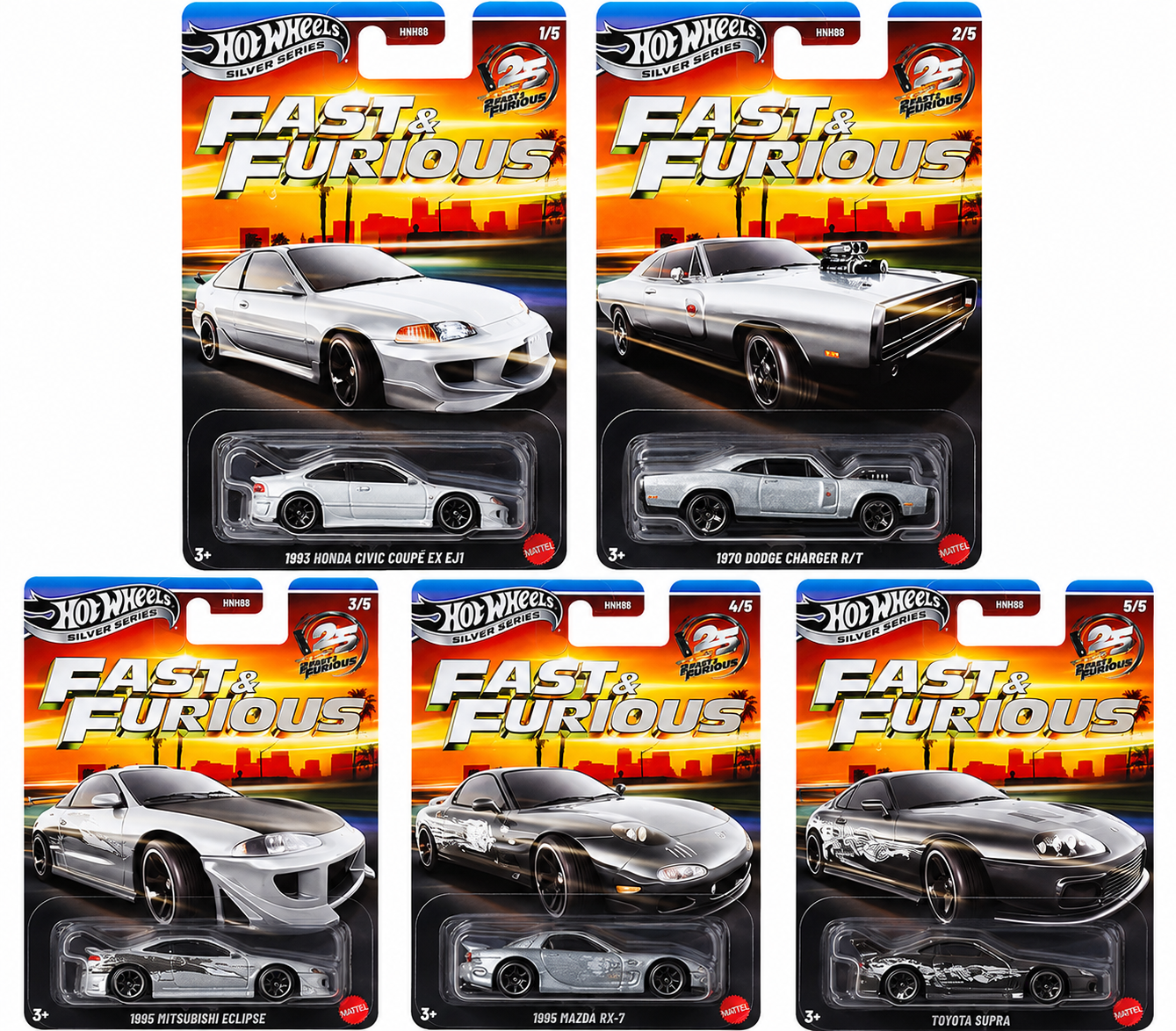 Hot Wheels 2026 Fast & Furious: Silver Anniversary set of 5/10