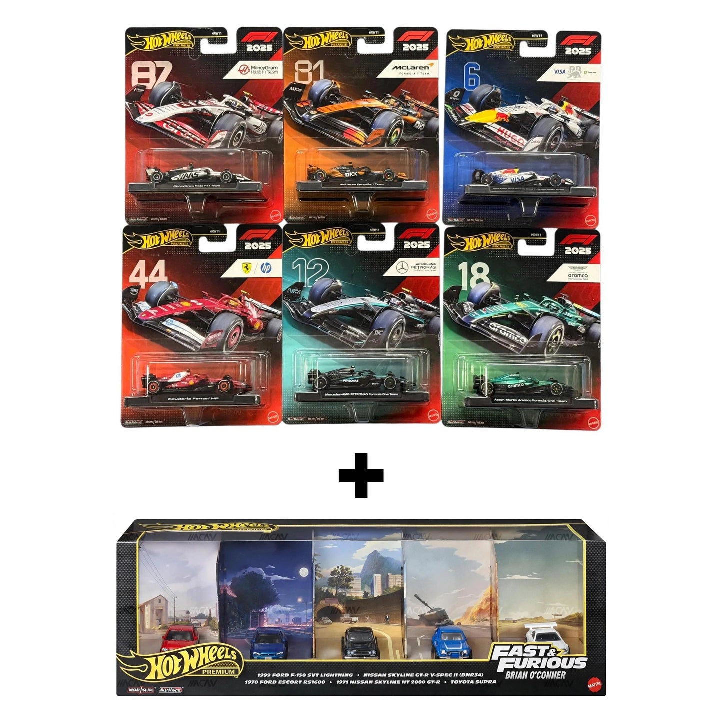 Hotwheels premium F1 + Hotwheels Brian o Conner diorama