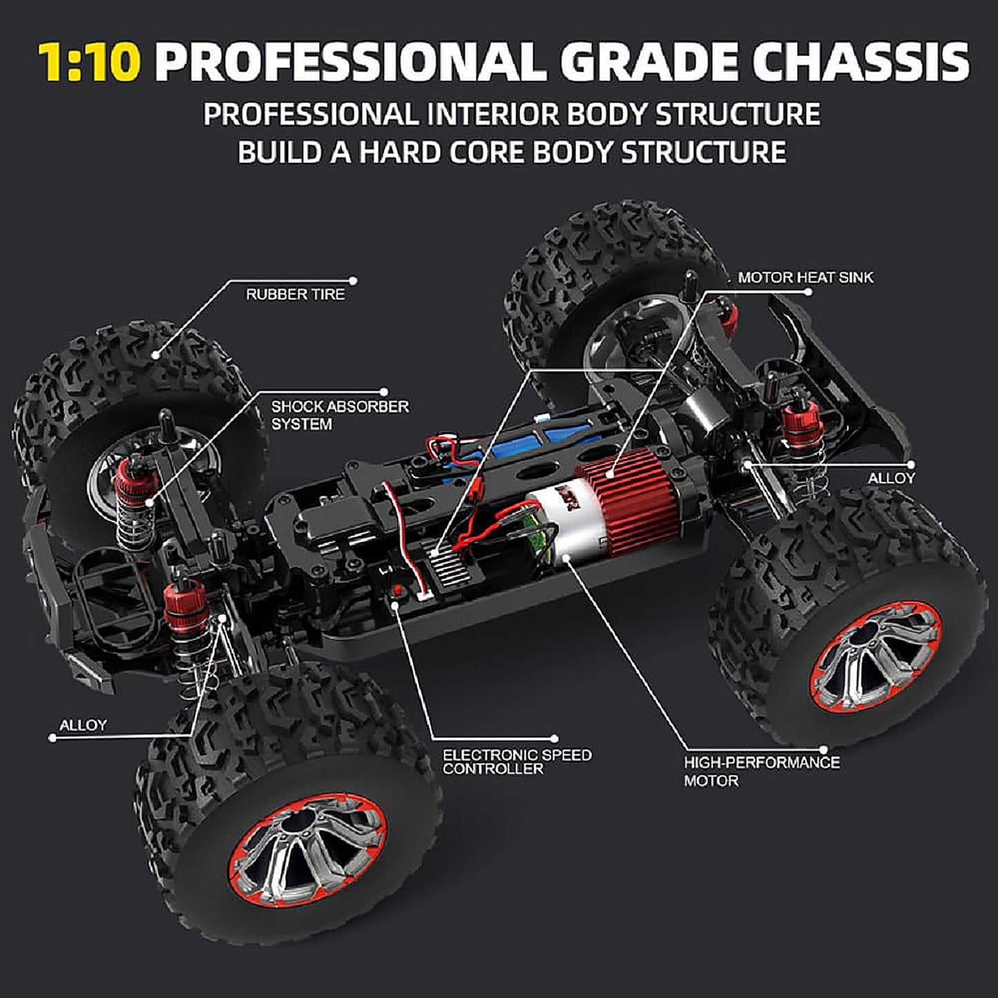 4WD RC Monster Truck High Speed Off-Road Rock Crawler Remote Control Car