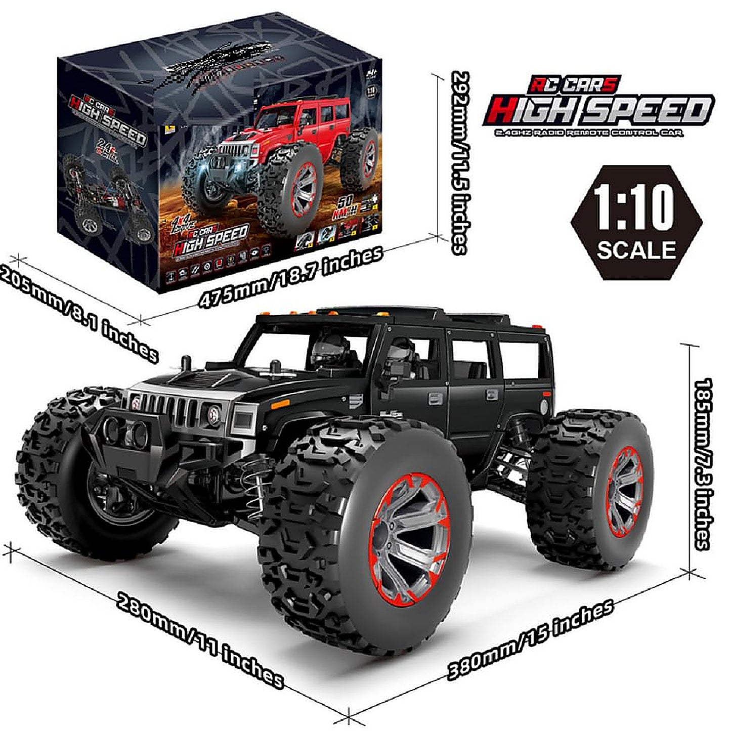 4WD RC Monster Truck High Speed Off-Road Rock Crawler Remote Control Car